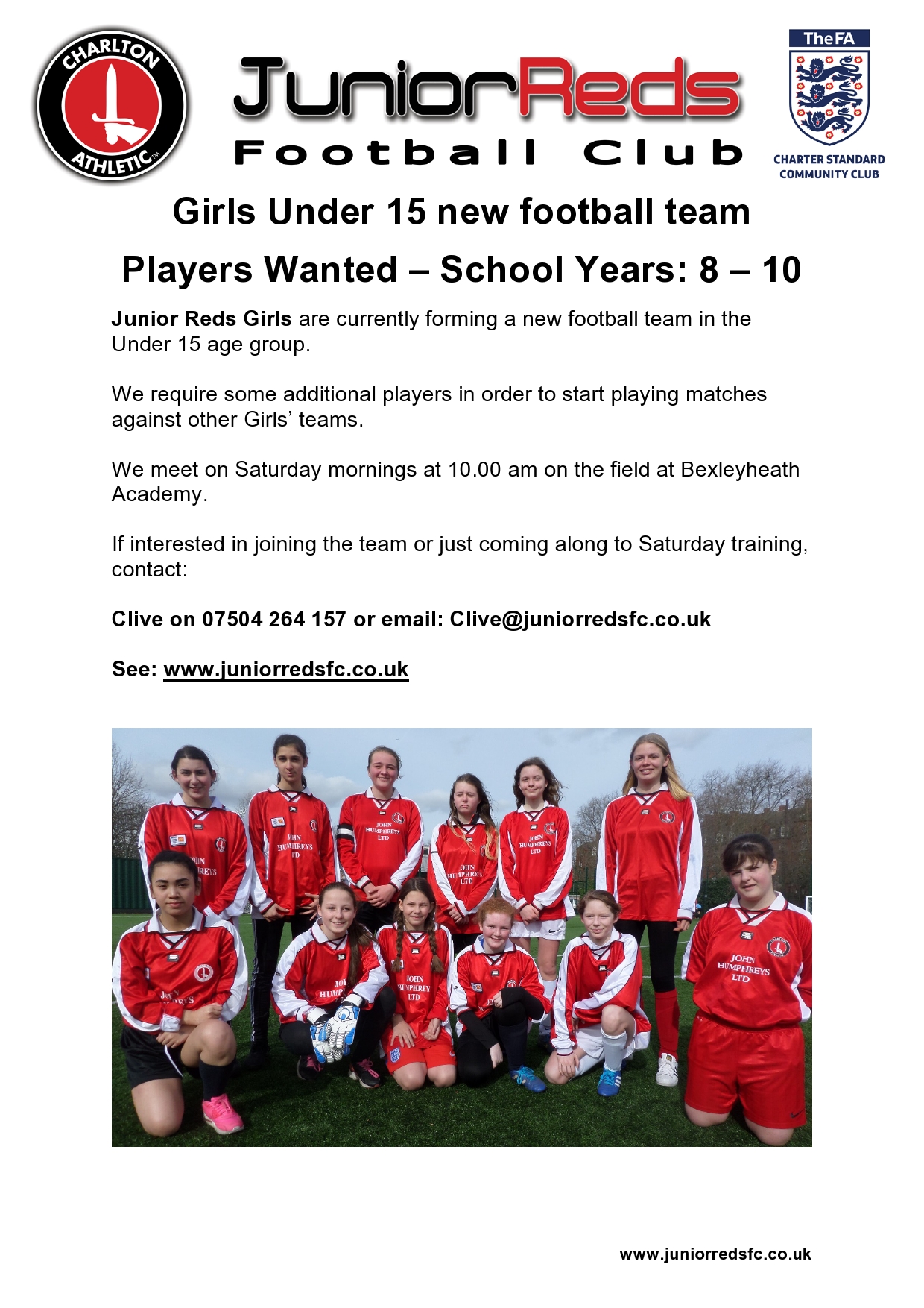 Junior Reds Under 15s Girls Football Schools Plus at Harris Academy
